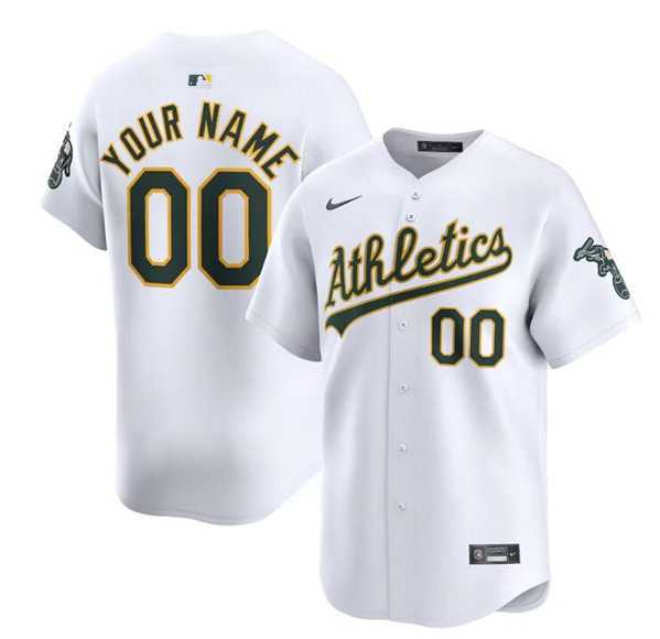 Mens Oakland Athletics Active Player Custom White Home Limited Stitched Jersey->->Custom Jersey